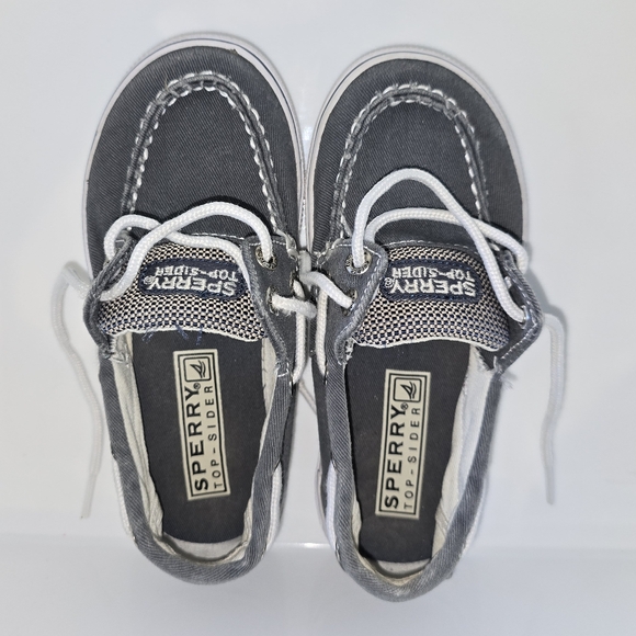 Sperry Top-Sider: Halyard, Youth: 10.5, Charcoal Blue, EUC, Salt-Washed Canvas - Picture 4 of 8